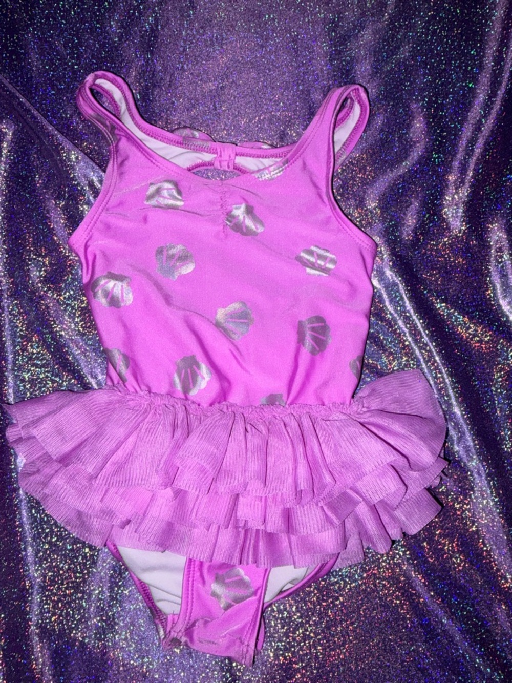 Girls Seashell Purple TuTu Swimsuit